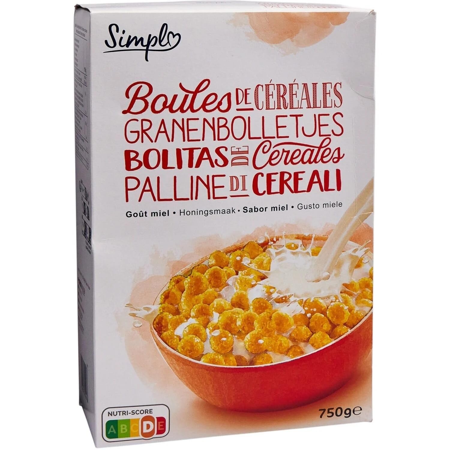 SIMPL - Céréales Boules Maïs Miel - Recette au Miel - le paquet de 750g - Le Lot De 5