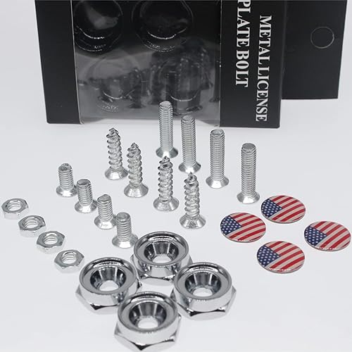 Miniatura 5 de Kit de tornillos para matrícula, 4 tornillos para matrícula con cubiertas para sujetar placas o marcos de la mayoría de automóviles, camiones y