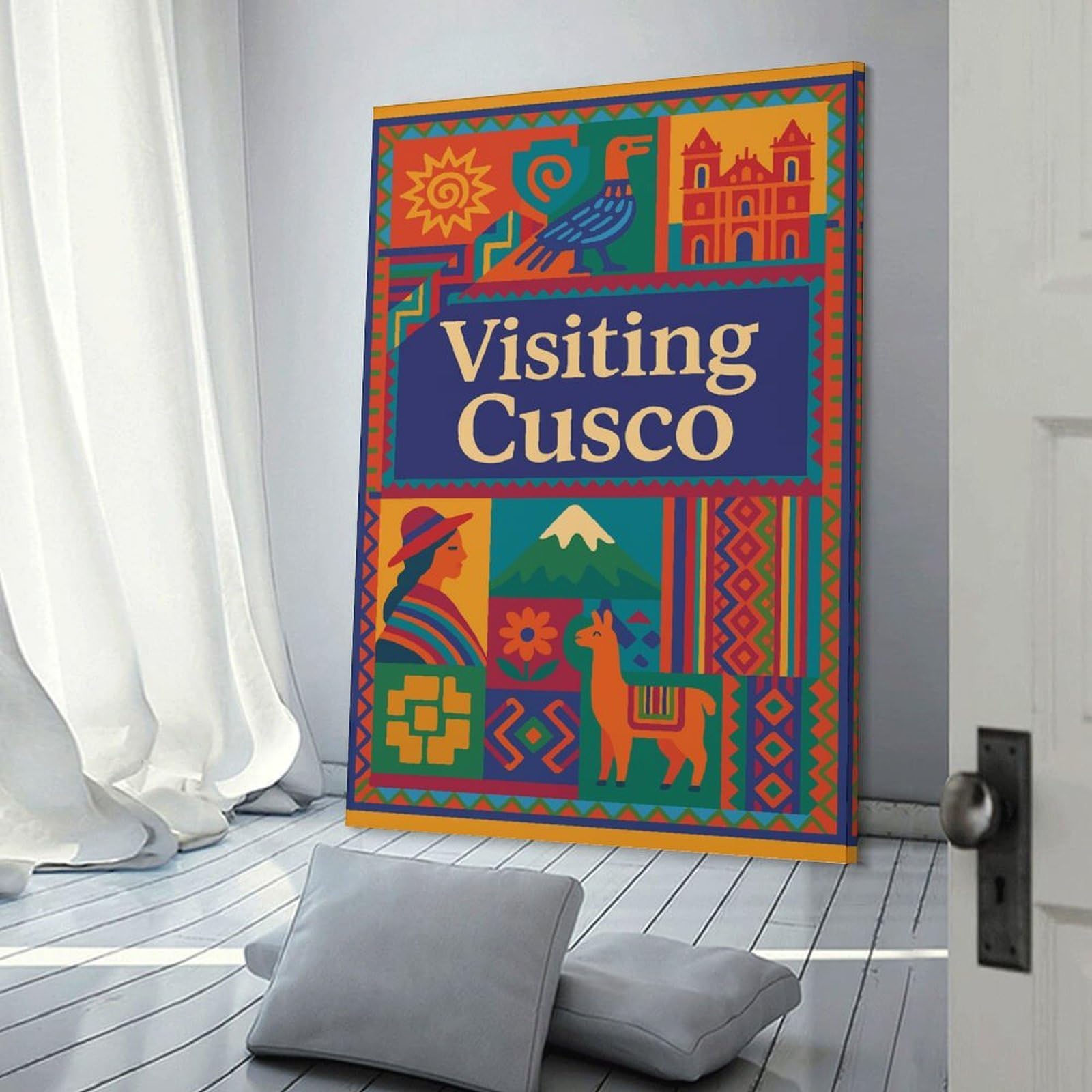 Junmoney Visiting Cusco Travel Canvas Wall Picture, 24x36inch(60x90cm), for Flats, Guest Rooms Or Compact Rooms, An Easy Choice for New Home Styling
