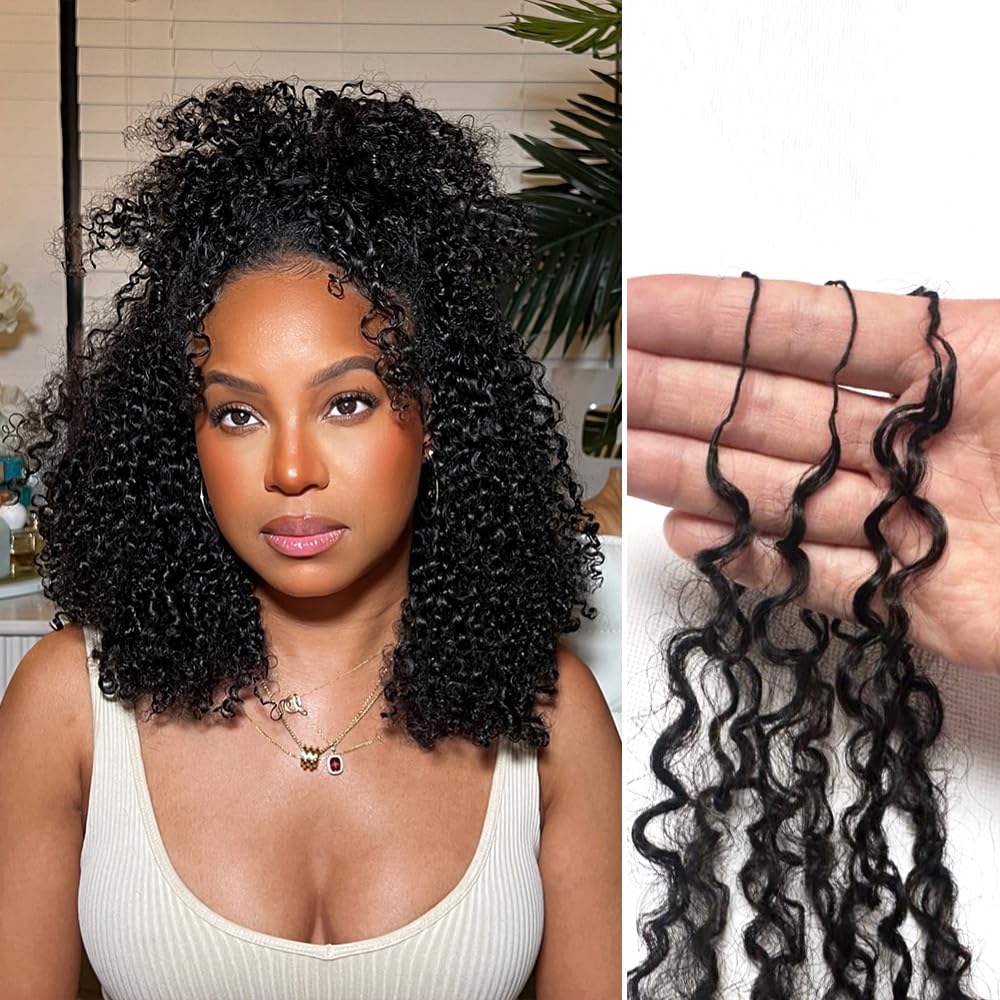Afro Kinky Curly Knotless Pre-Separated Crochet Hair Extensions Kinky Curly Feather Hair Extensions Afro Kinky Curly Feather Line Hair 100% Human Hair