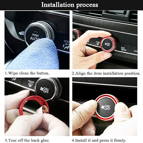 Miniatura 7 de XITER Bocina de automóvil+aire acondicionado+parada de arranque del motor, cubierta de botón y perilla decorativa para Honda 10th Civic 2016 2017