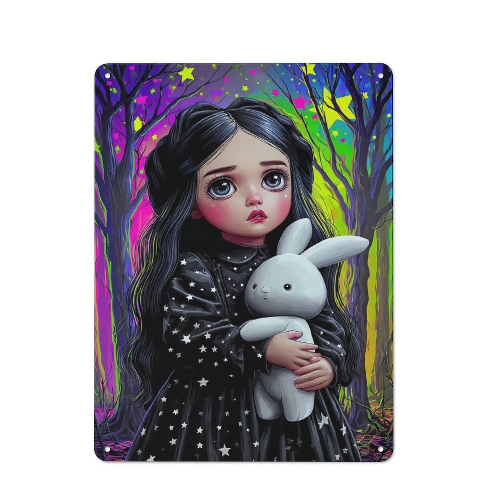 Junmoney Magical Forest With Starry Dress Rustic Tin Wall Sign 40X30cm Featuring Bistro Wall Plaque For Restaurant, Kitchen, Counter Or Breakfast Nook