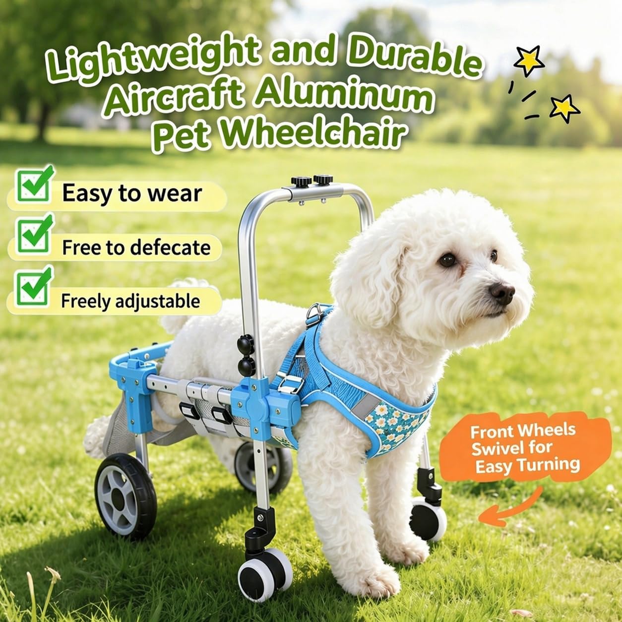 Carrellino Per Cani Disabili,Adatta a Cani in Riabilitazione,Disabili XS | Con Supporto per Zampe Posteriori E Addome, Comoda | Leggera | Traspirante | Stabile