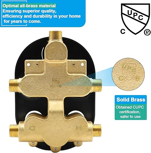 Miniatura 7 de NPYSVSSS Válvula de ducha termostática de 3 vías con botón pulsador, grifo de latón multifunción oculto, mezclador de ducha, kit de válvula