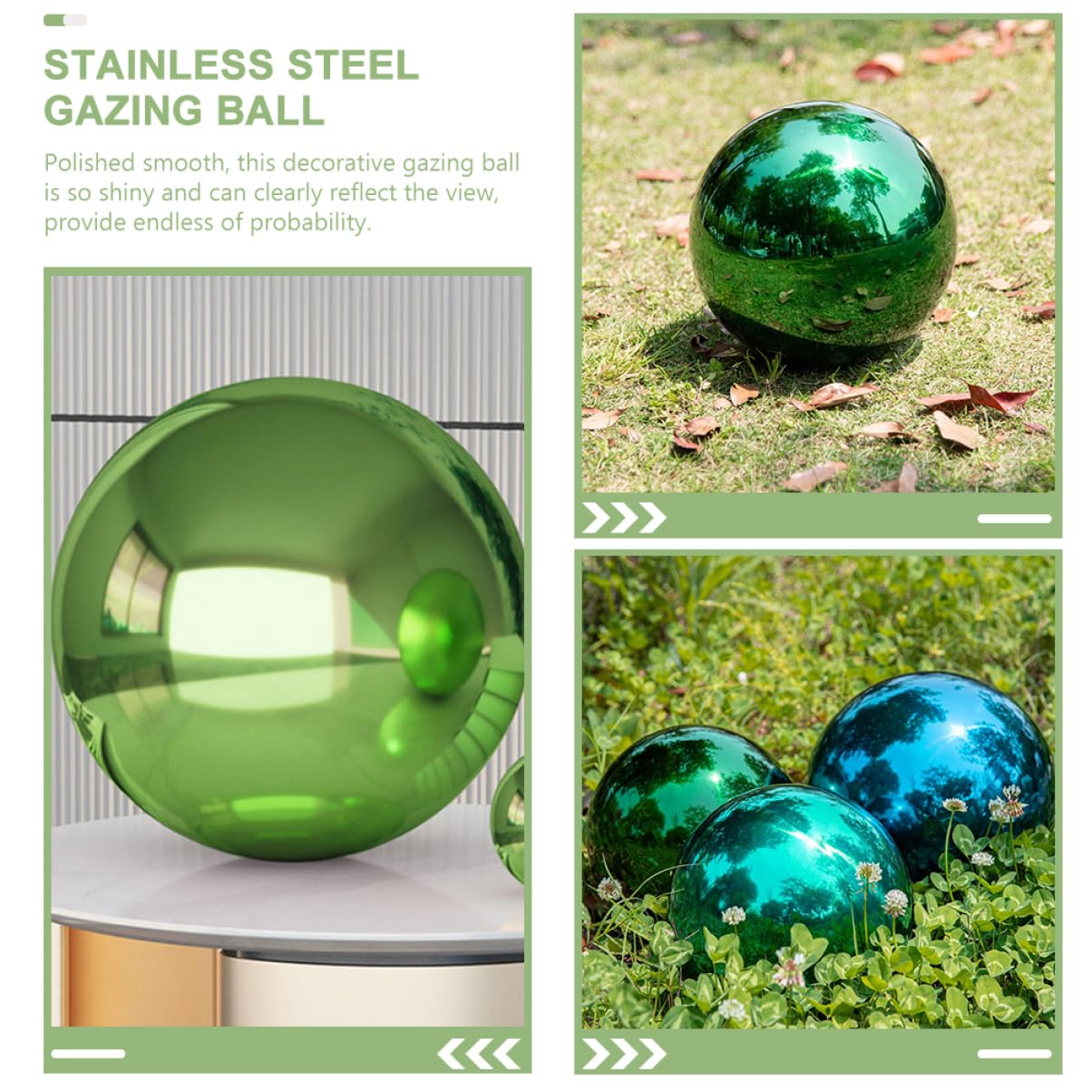 Abaodam Garden Gazing Ball Reflective Metal Ball Polished Decorative Outdoor Mirror for Yard