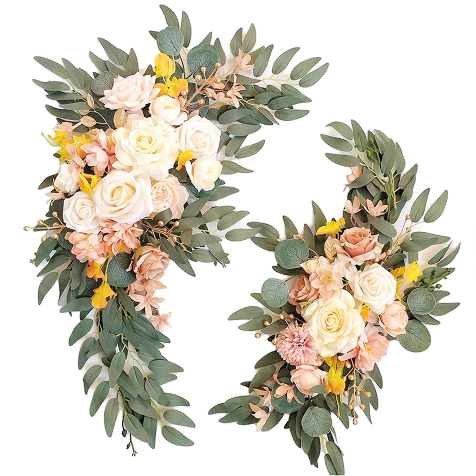 BMQDSM Artificial Wedding Arch Flowers Kit(Pack of 2) for Wedding Decor Ceremony and Reception Backdrop Decoration (Champagne Pink)