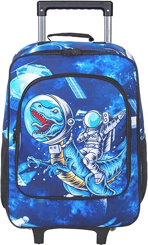 Maleta infantil para niñas y niños, maleta de unicornio con ruedas, equipaje de mano de viaje para niños pequeños primarios, Astronauta Dino