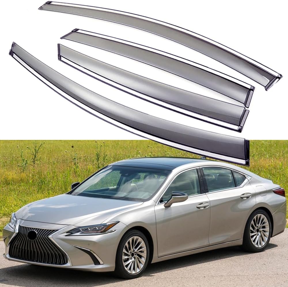 Side Window Visors Wind Deflectors Sun Rain Guards Compatible with 2019-2025 Lexus ES 350, ES 300h, Tape-On 4 pcs