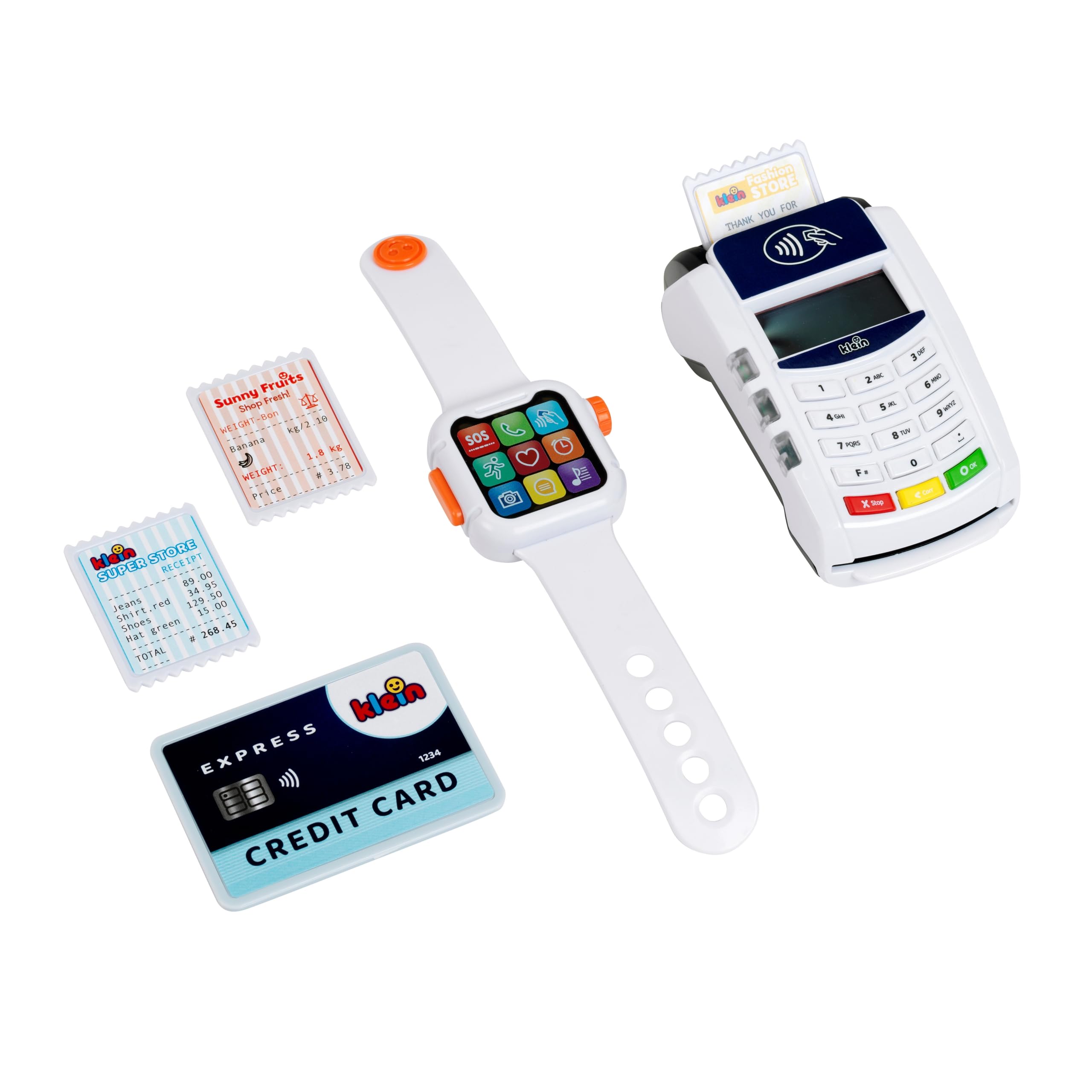 Theo Klein 7276 PoS Terminal and Smart Watch | Interactive toy with light, sound, and contactless payment function | Toy for children aged 3 and up
