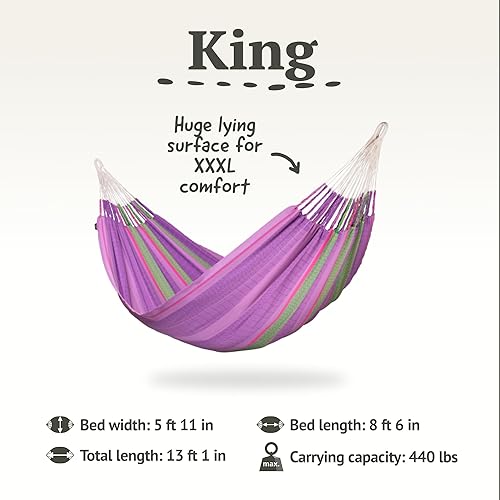 Miniatura 6 de LA SIESTA Flora Blossom - Hamaca clásica familiar de algodón orgánico, tamaño King