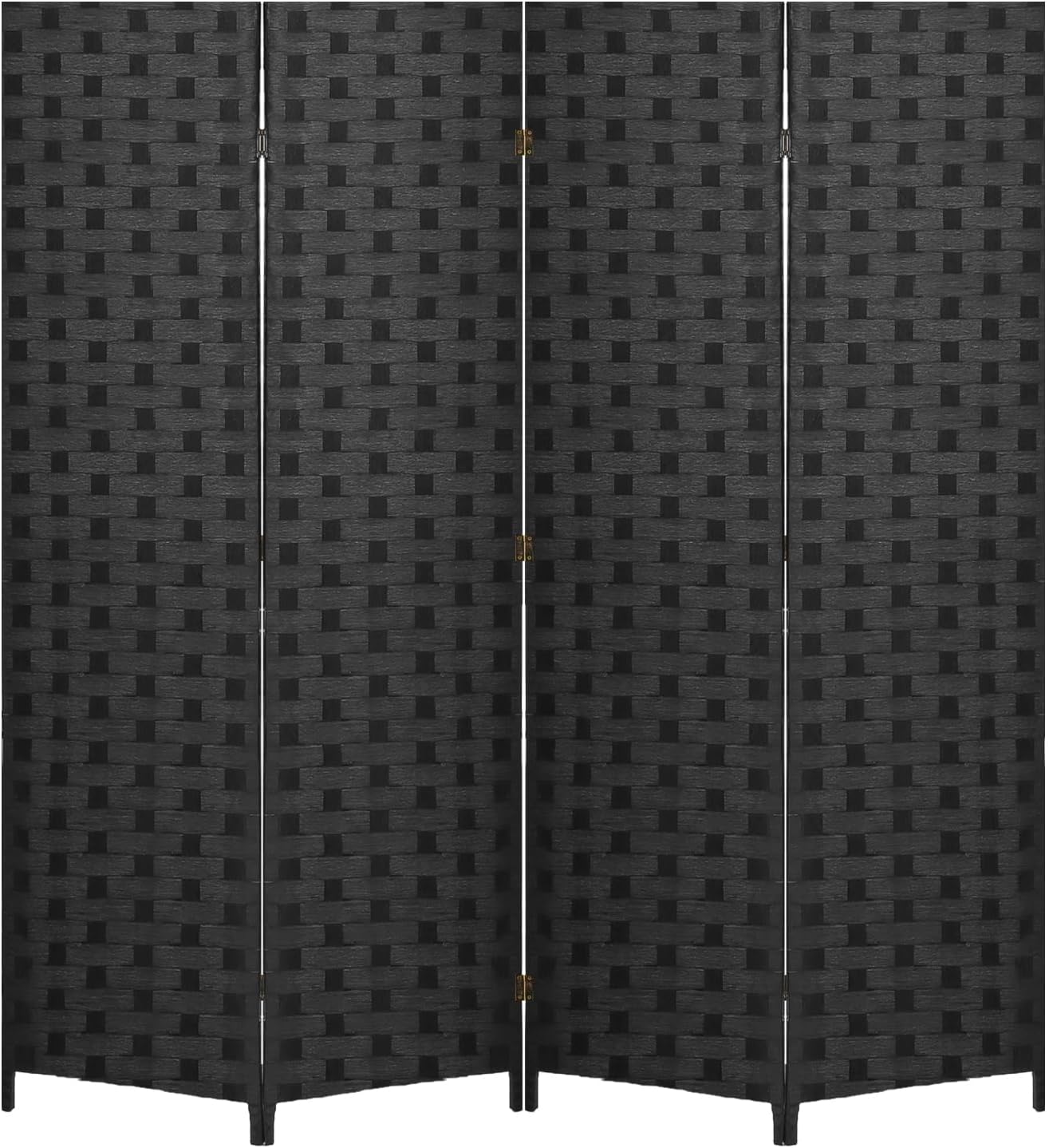 Room Divider Wall 4 Panels Indoor Handmade Wood Portable Room Dividers and Folding Privacy Screens Used in Multiple Occasions Decorate and Beautify Space 70.1Wx70.9H, Black