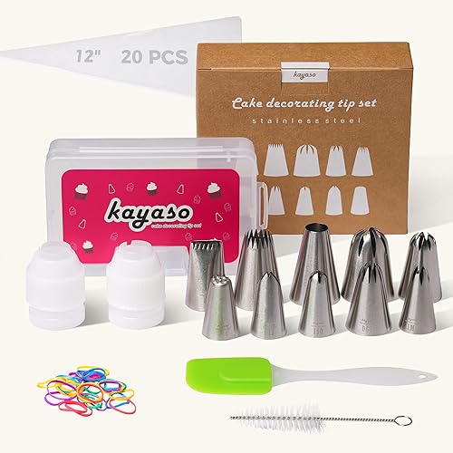 Miniatura 9 de Juego de 10 puntas para decoración de pastel, de acero inoxidable, y 20 bolsas desechables para repostería