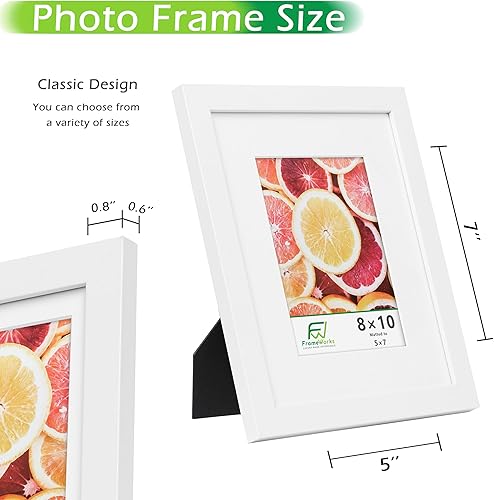 Vista 181 de FrameWorks Marcos de fotos clásicos de madera de 11 x 14 a 8 x 10 pulgadas con vidrio templado, roble natural, paquete de 6