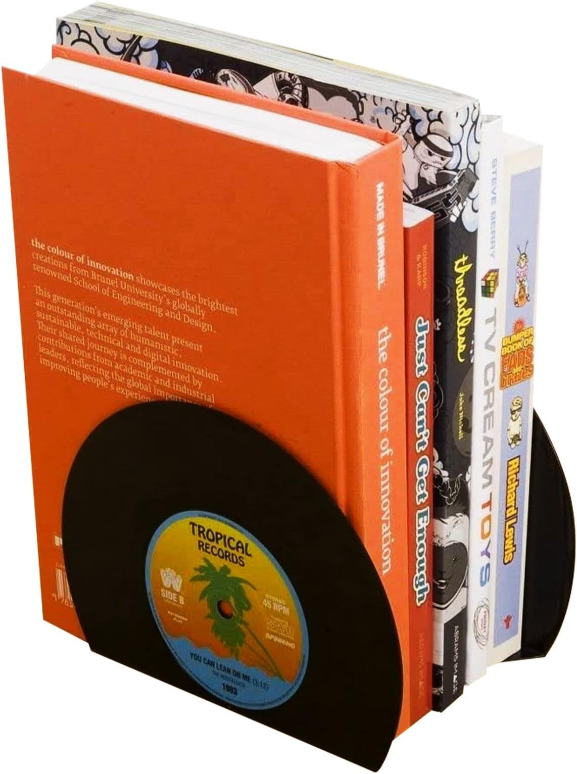 VinBee Bookends for Vinyl Records,Book Ends for Heavy Books,Book end,Retro Vinyl Record Bookend-Classic CD Shape Decorative Music Theme Bookends- 1 Pair