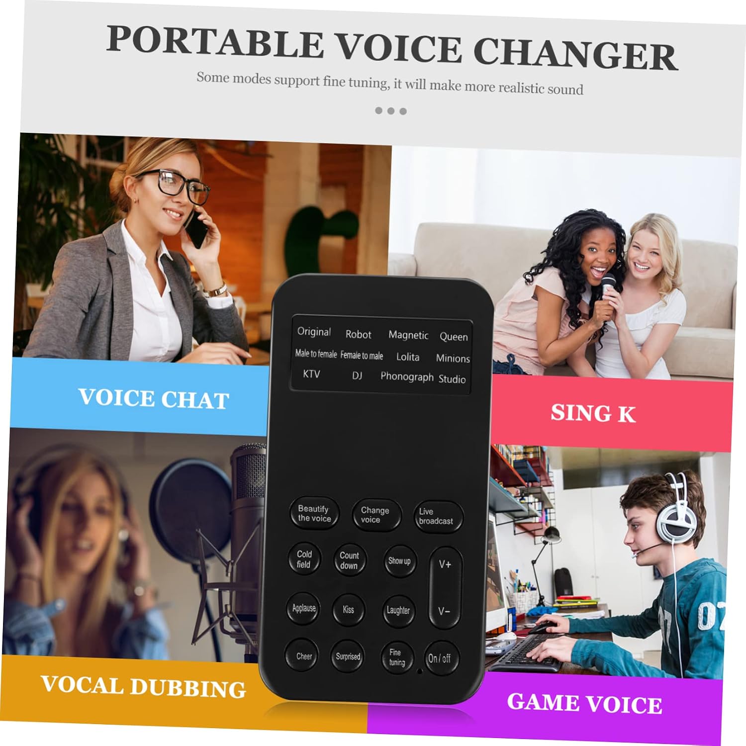 KALLORY Mini Sound Card Phone Computer Sound Card Headset for Karaoke Live Streaming Voice
