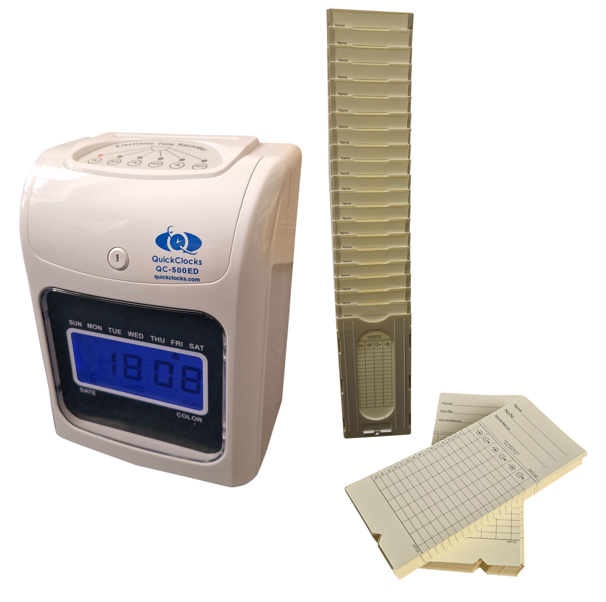 Orologio per timbri QC500ED. Timbracartellini presenze dipendenti - Il pacchetto include carte di timbro e un telaio per le piccole imprese