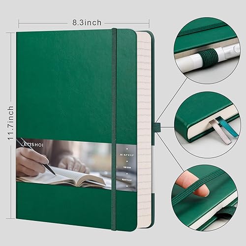 Miniatura 60 de EMSHOI Cuaderno de papel cuadriculado, 8.5 x 11 pulgadas, tapa dura de cuero para mujeres y hombres, 192 páginas de 3.53 oz/m², papel cuadriculado