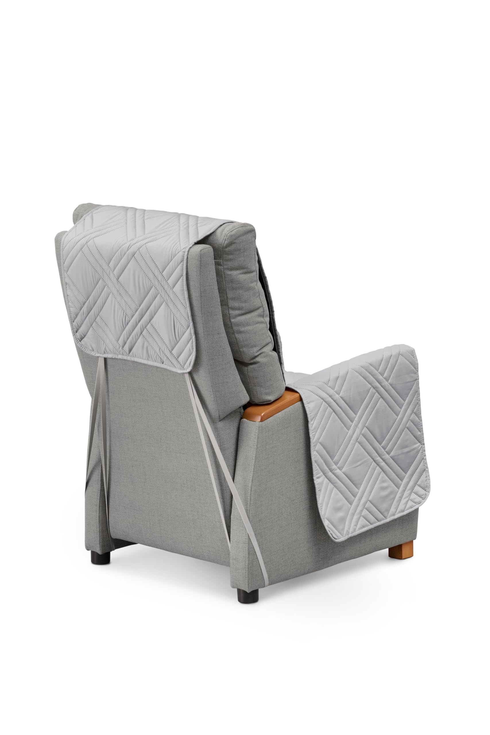 Textilhome - Copripoltrona 1 Posto con braccioli Luka (Confezione da 2 unità), Poltrona Relax Reclinabile e Orecchie Imbottito Misura 55 cm. SalvaDivano Reversibile. Grigio Chiaro