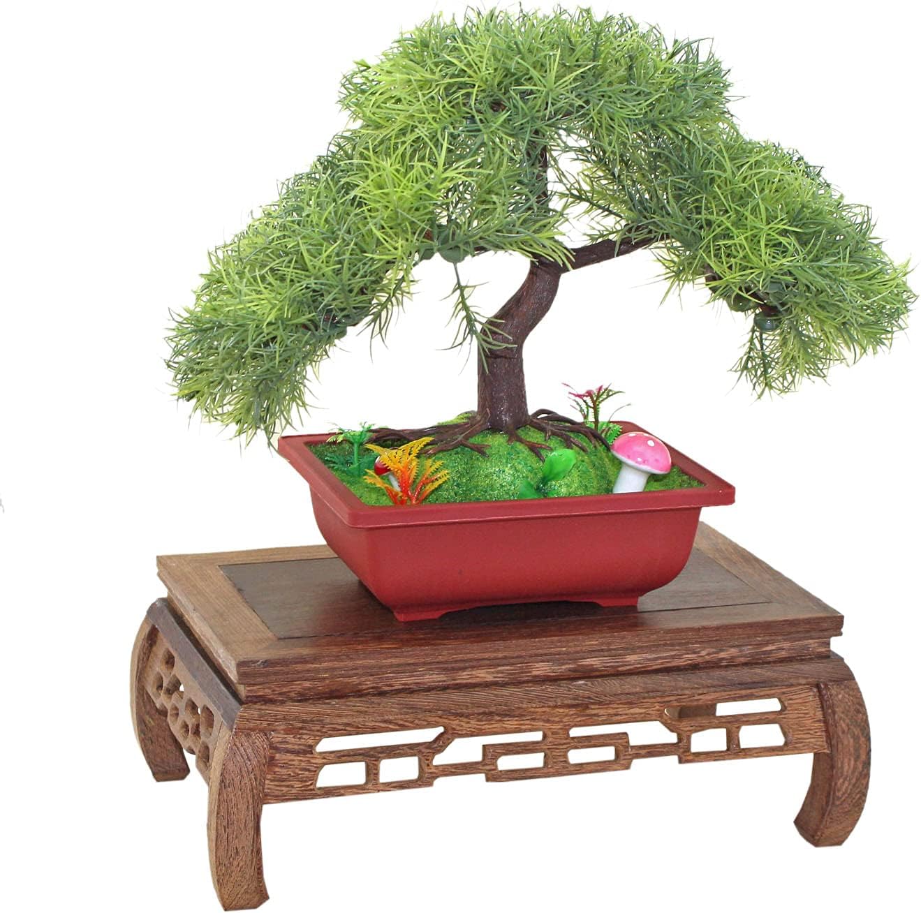 GOLDY&WENDY Vase Lamp Teapot Wooden Oriental Style Rectangular Base Rosewood Solid Wood Carving Display Stand