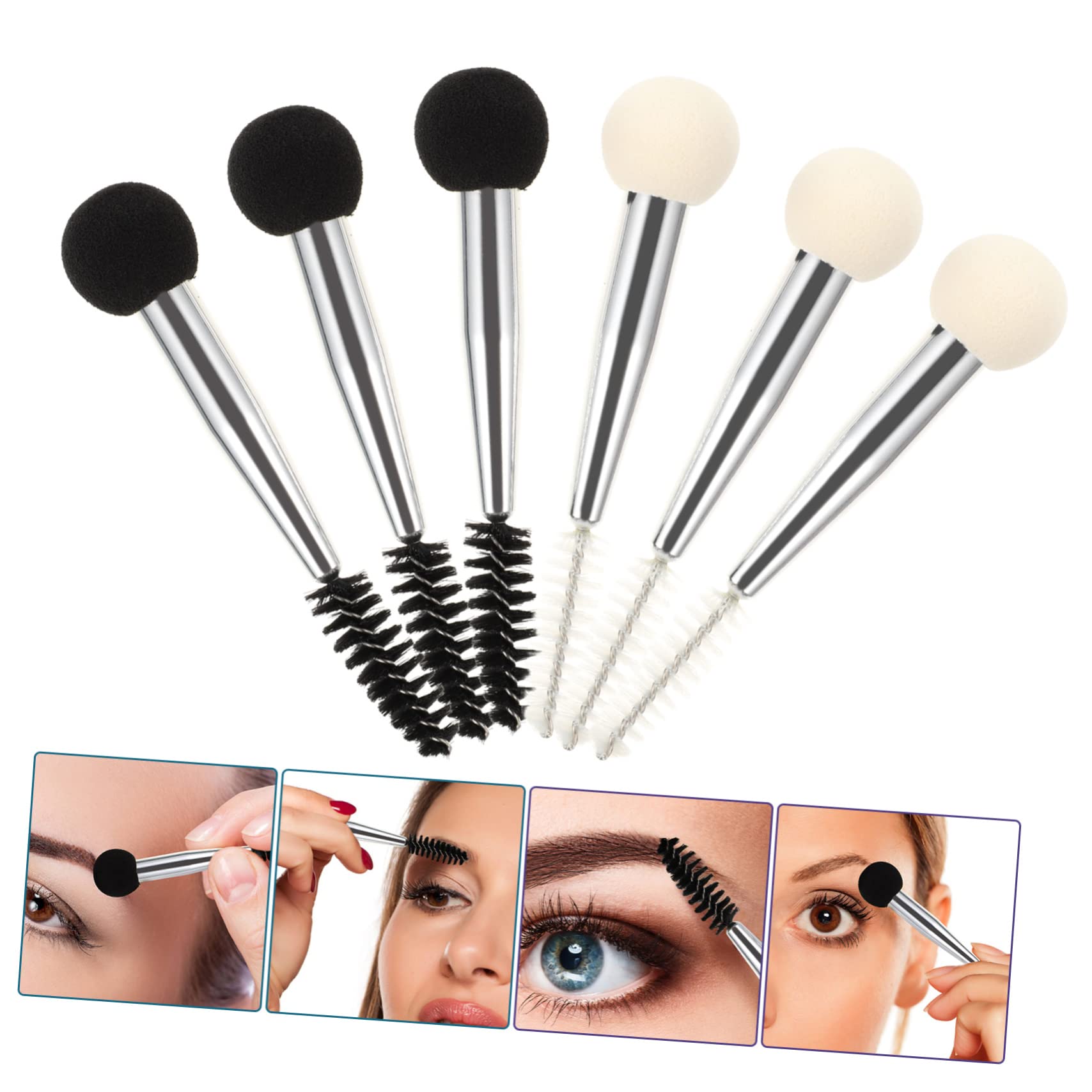 Healeved 30piezas Brochas De Maquillaje Doble Cara Para Ojos Aplicadores De Esponja Para Cejas y Pestañas Para Cosméticos Líquidos y Sólidos