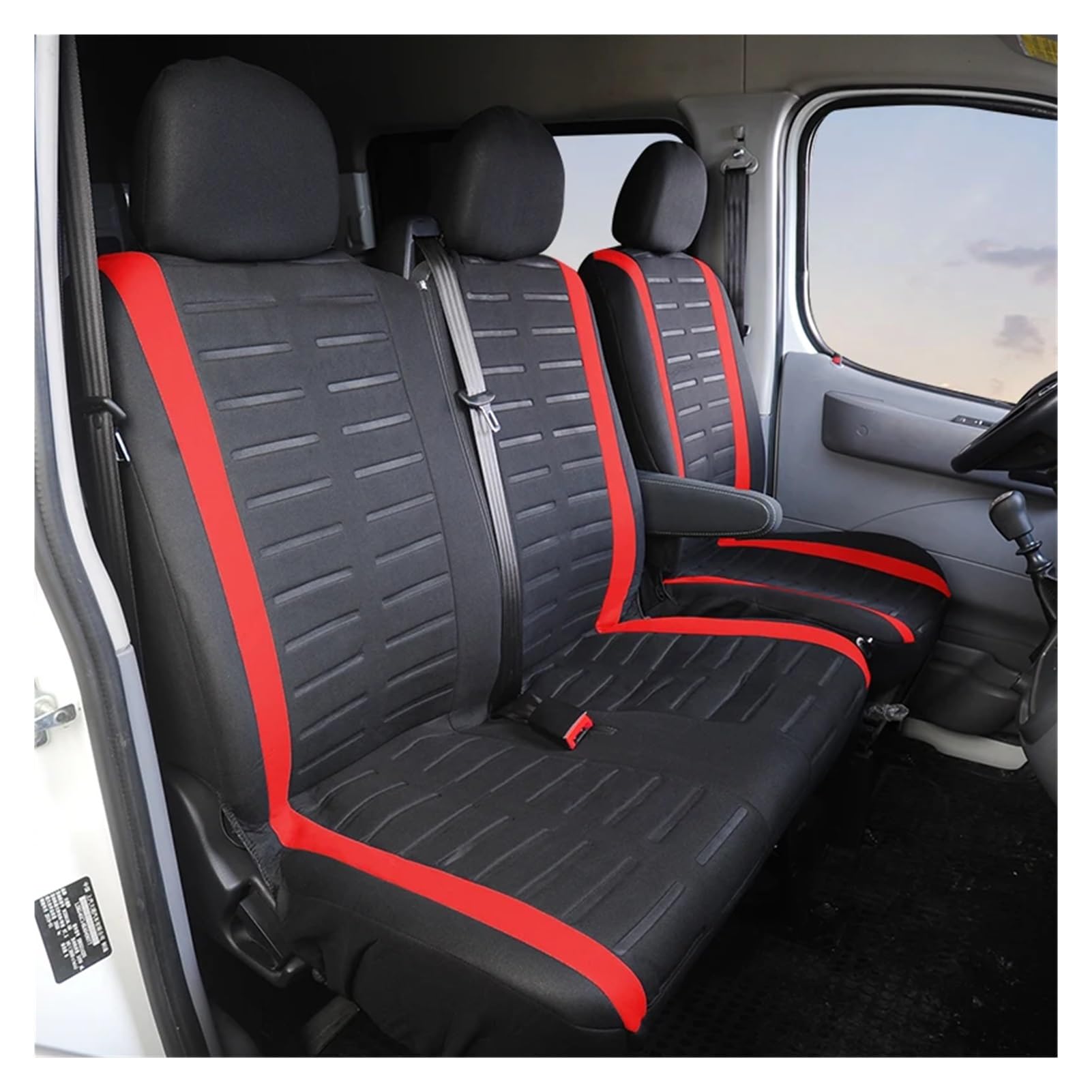 GERRIT 1+2 Red Seat Covers Car Seat Cover Compatible with Transporter Compatible with from 2008 to 2016 Compatible with 2004 Master 2 (Color : RED)