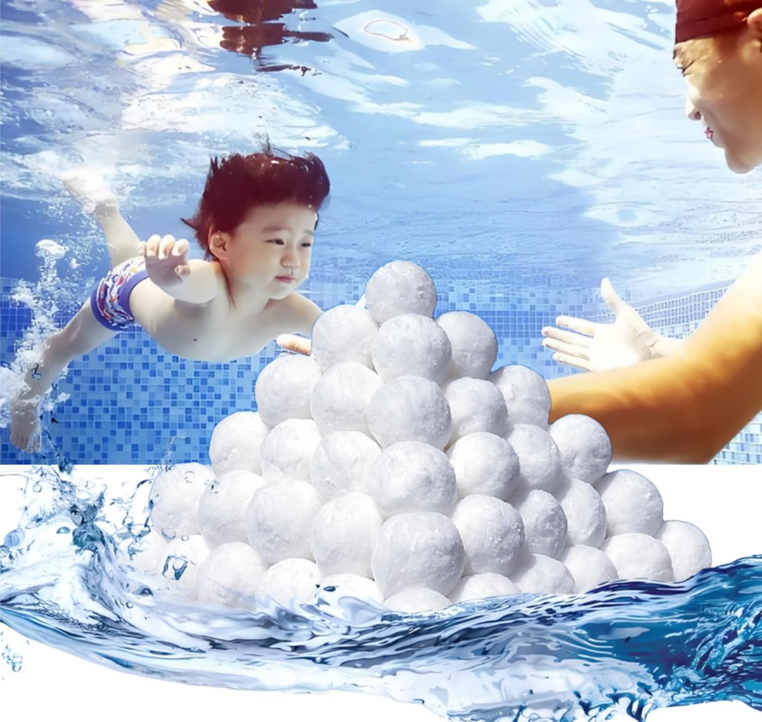 4.6 Lbs Pool Filter Balls for Sand Filter, Upgrade Reusable Polysphere Pool Filtration Balls, Eco-Friendly Swimming Pool Filter Fiber Balls, Pool Filter Media Balls for Sand Pump Above Ground Pools