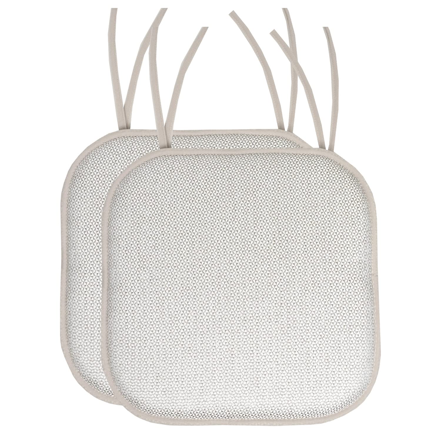 Chair Cushion Memory Foam Pads with Ties Honeycomb Pattern Slip Non Skid Rubber Back Rounded Square 16" x 16" Seat Cover