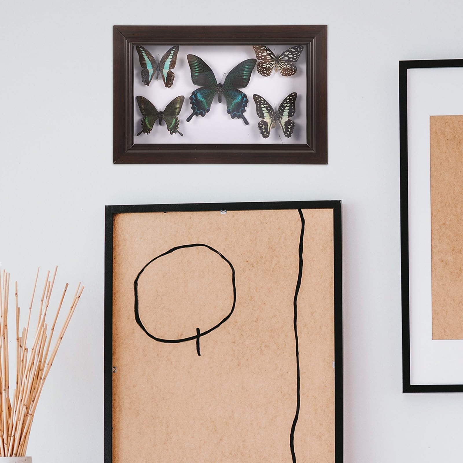 LIOOBO Marco de Adorno de Madera con Ejemplar de Butterfly, Artesanía Hecha a Mano con Buena Manufactura, Adecuado para Decoración de Escritorio y Educación
