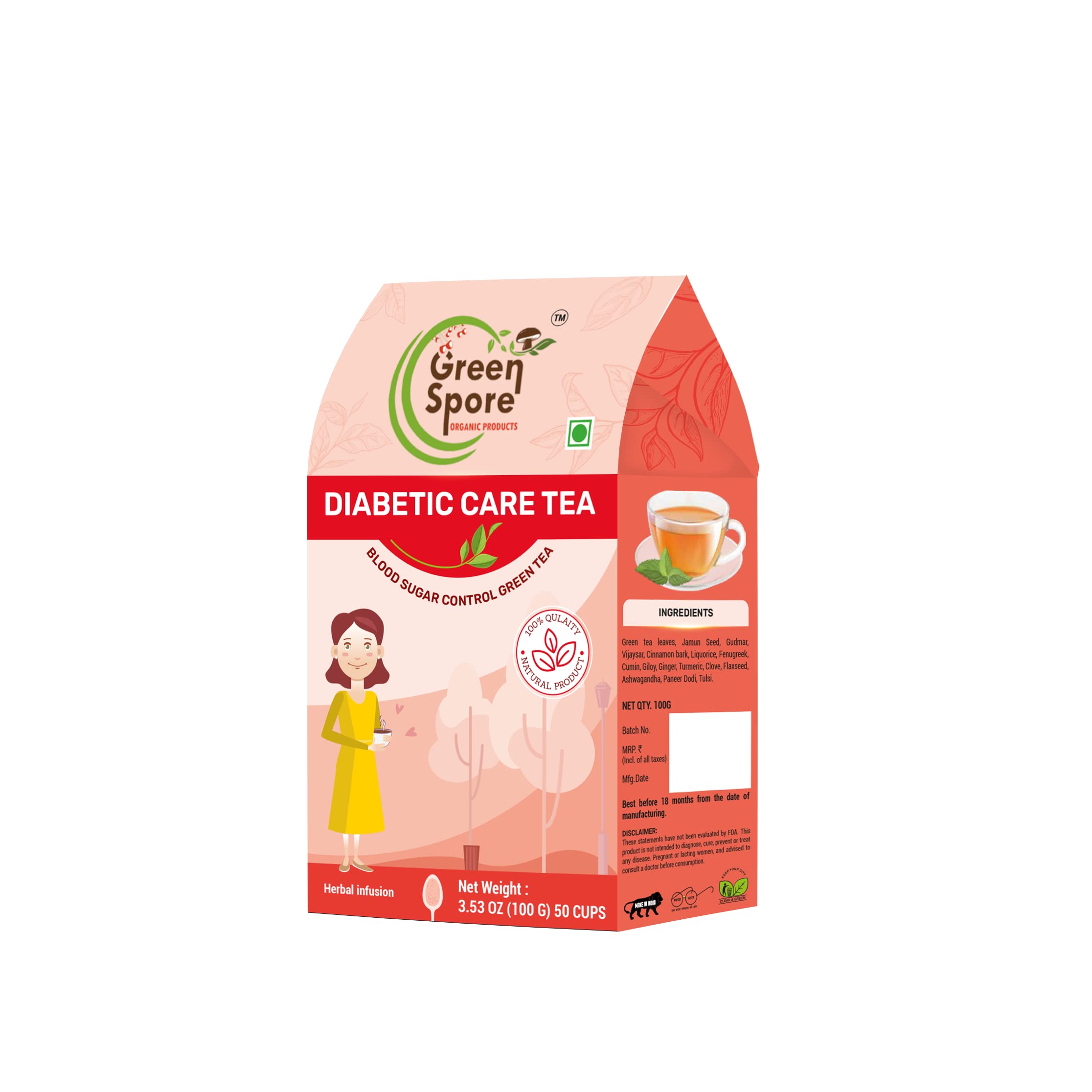 Green Spore Diabetic Care Tea | Blood Sugar Control Green Tea (100 grams) (B0C37TD3Y5) Amazon Price History, Amazon Price Tracker