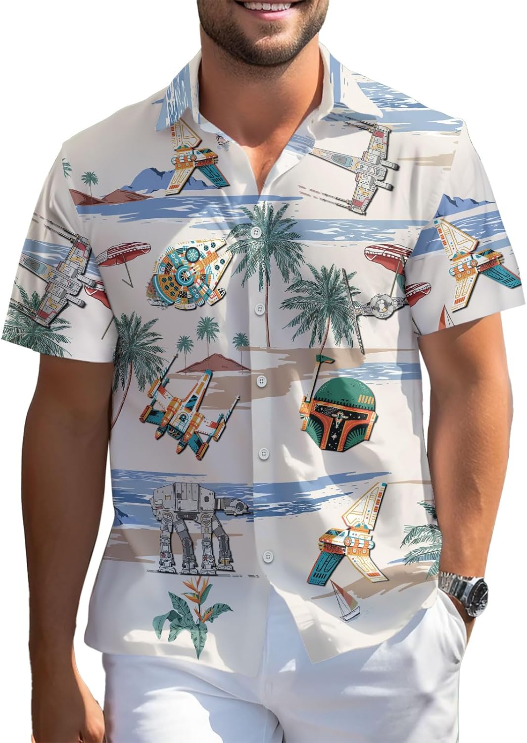99TIMORO Wars Movie Hawaiian Shirt - Space Themed Button-Down