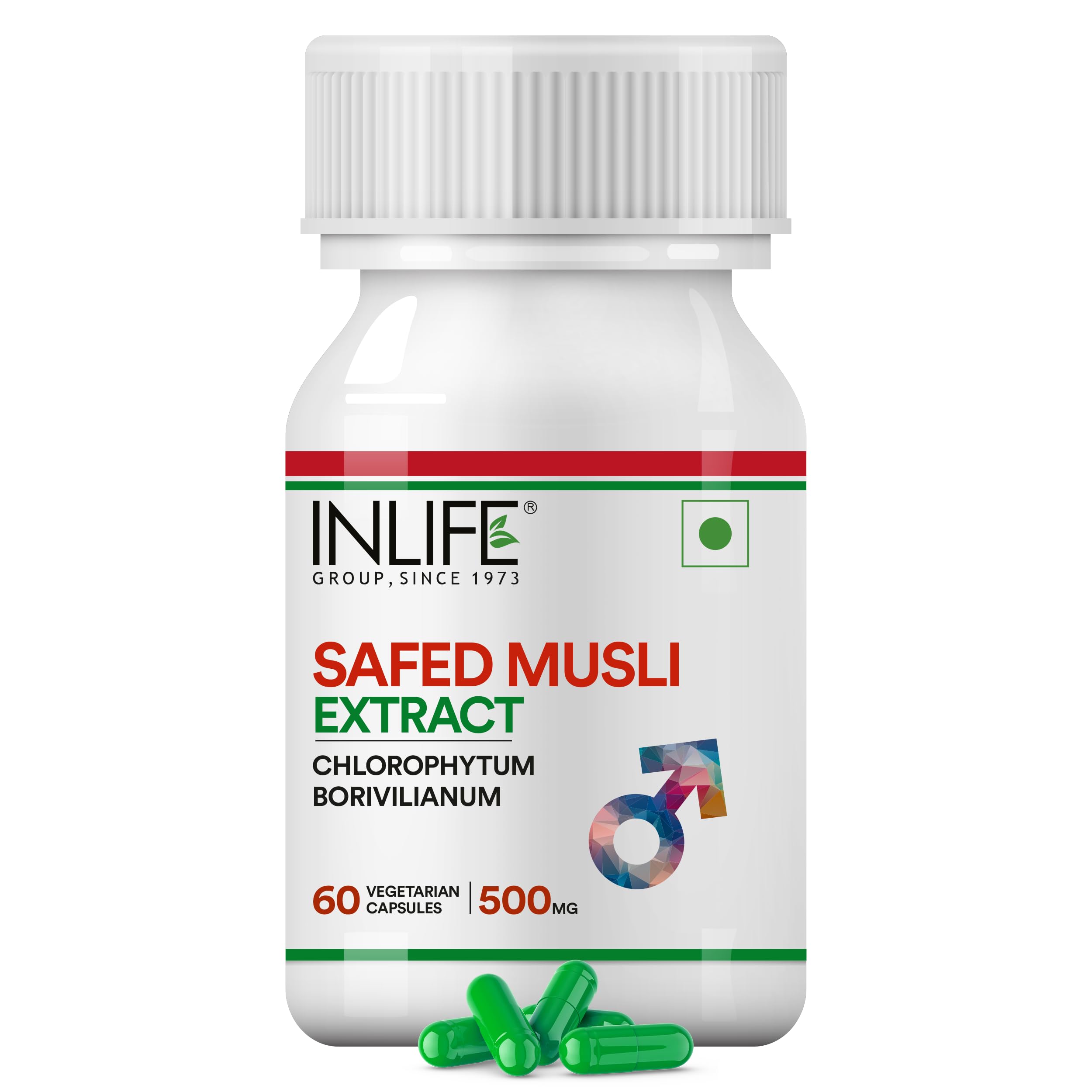INLIFE Safed Musli Capsules 500mg | Quicker Absorption than Tablets - 60 Vegetarian Capsules