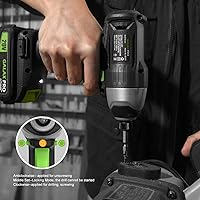 Vista 5 de GALAX PRO Impact Driver - Controlador inalámbrico hexagonal de iones de litio de 20 V de 1/4 pulgadas con luz de trabajo LED, 6 puntas