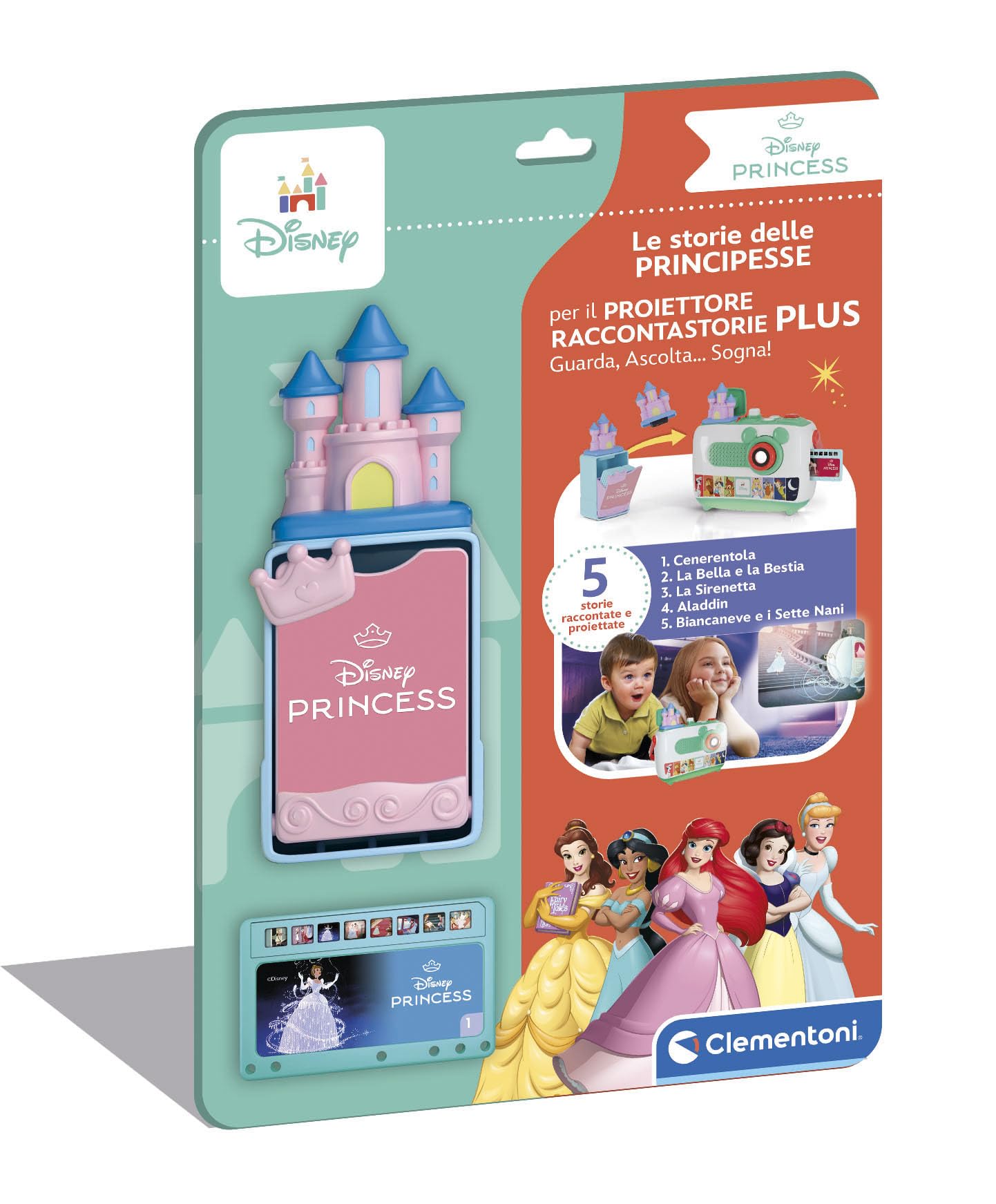 Clementoni Disney Baby Ricarica Princess Proiettore Raccontastorie Plus, Storyteller Bambini 2+ Anni, 5 Storie Raccontate e Proiettate, Gioco Elettronico Parlante Portatile, Lingua Italiana, 17586