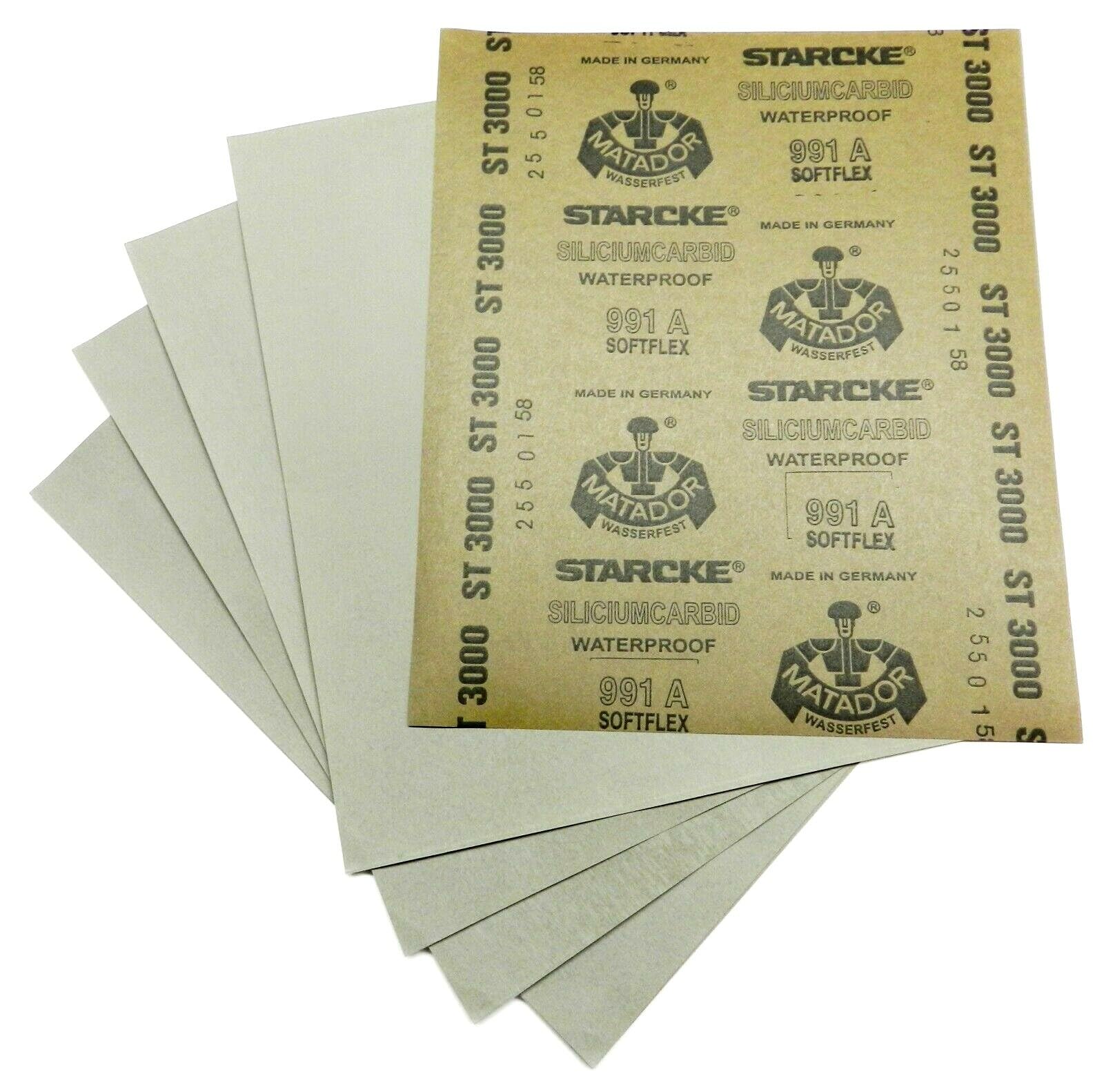 Starcke Matador Wet and dry sandpaper. A Weight 1 pack of 10 sheets 3000 Grit