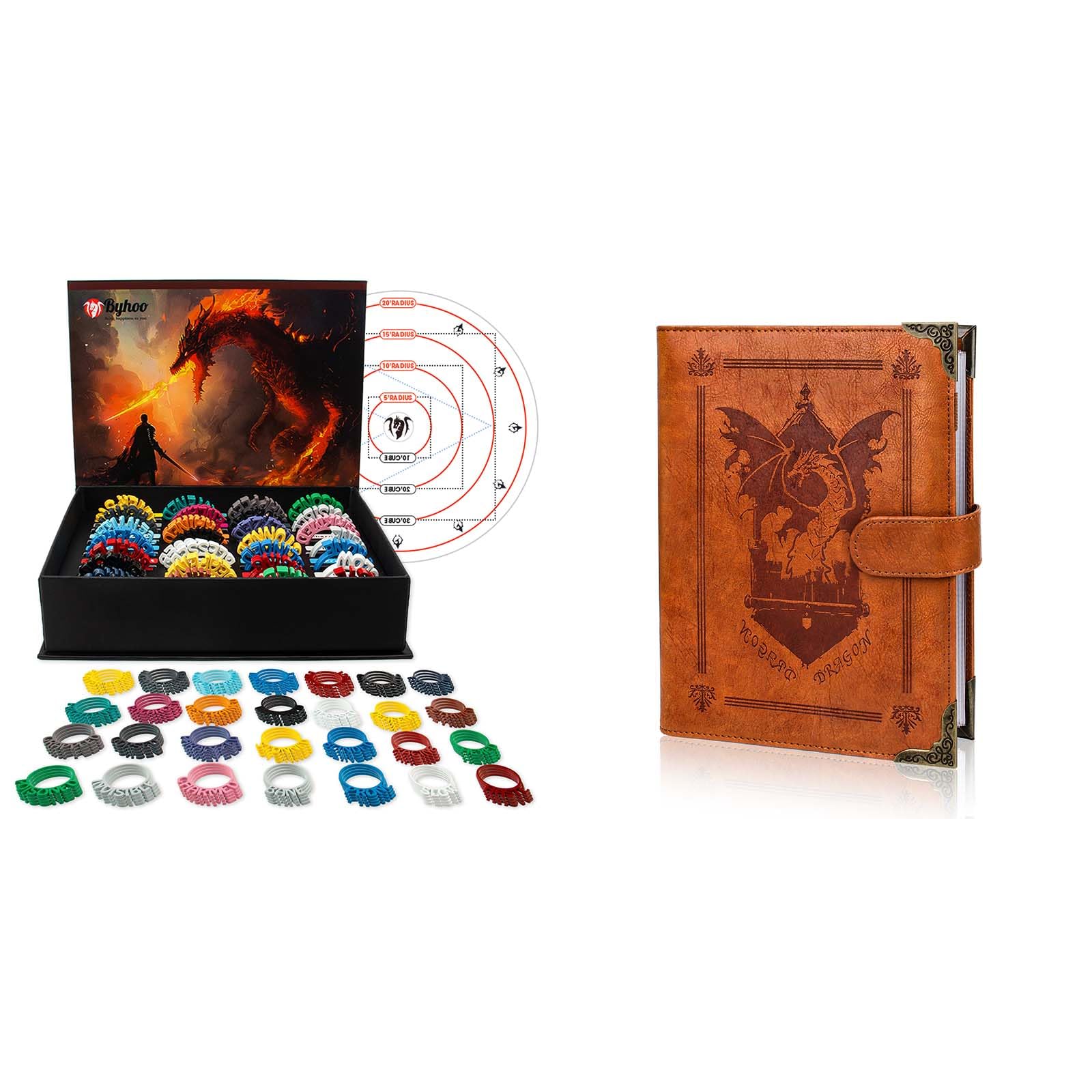 Amazon.com: Byhoo DND Spell Card Holder Leather Notebook & Metal DND  Condition Rings in 28 Markers with Spell Template : Toys & Games