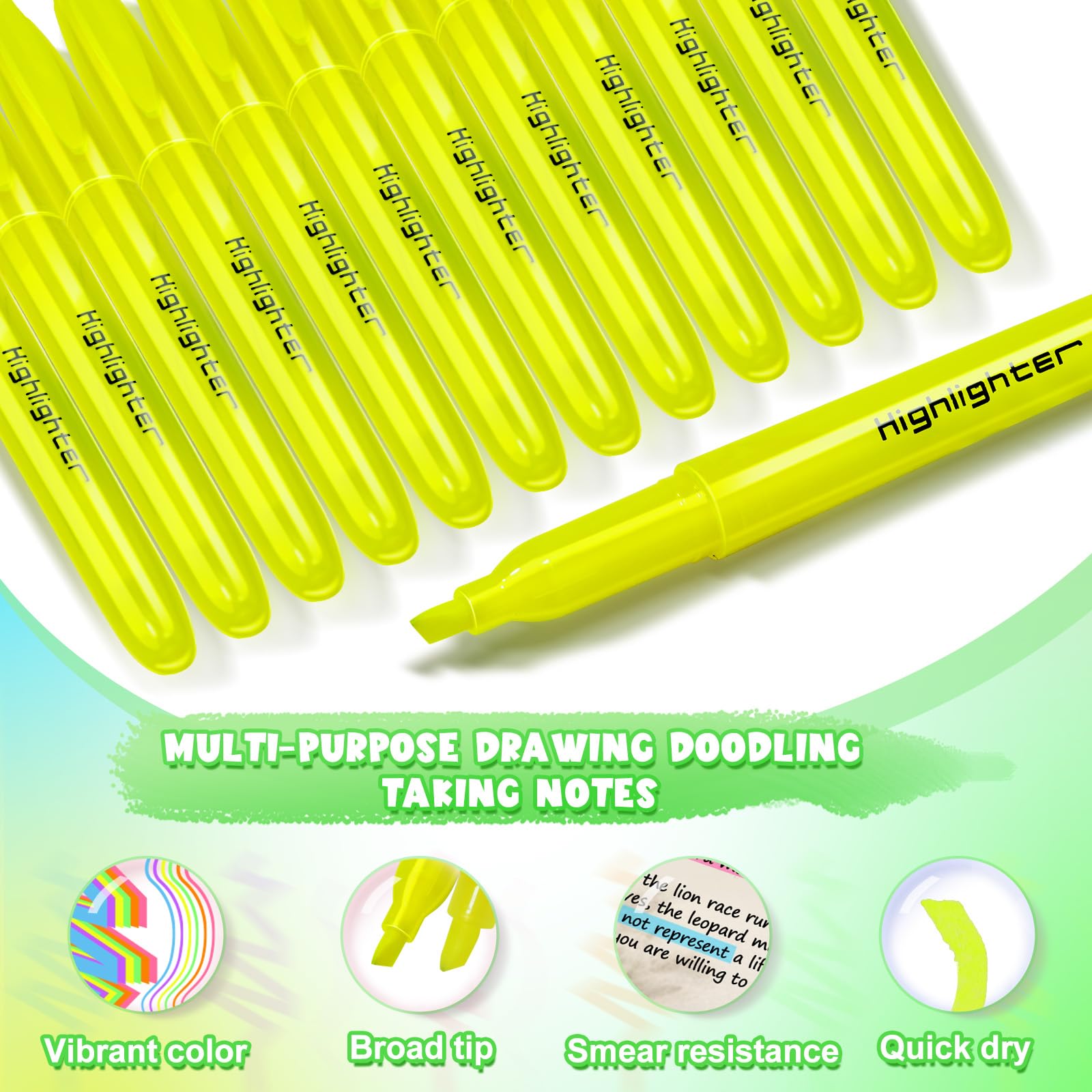 Textmarker, 240 Stück, verschiedene Farben, Textmarker, Keilspitze, Textmarker, Stifte für Schule, Klassenzimmer, Büro (240)