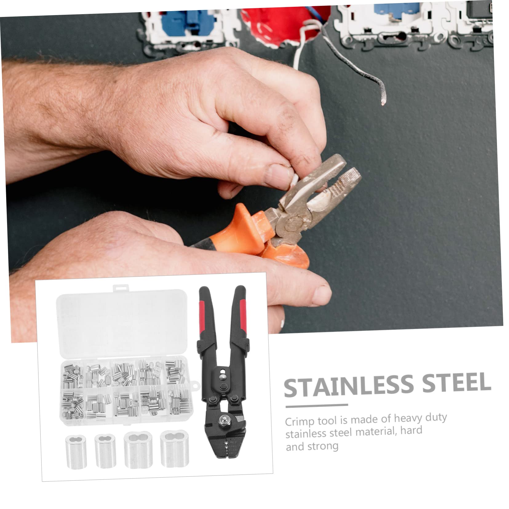 Cabilock Pince à Sertir Câble Inox Portable Avec Sécurité Poignée Antidérapante Et Outil De Compression Pour Câble Acier Et Gaine Kit De Sertissage Multifonction Pour Bricoleurs Et Pêcheurs
