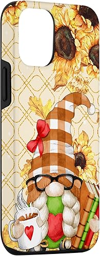 Miniatura 3 de Gnomo de girasol para iPhone 14 Pro con libros para amantes del té y funda de lectura bibliotecaria