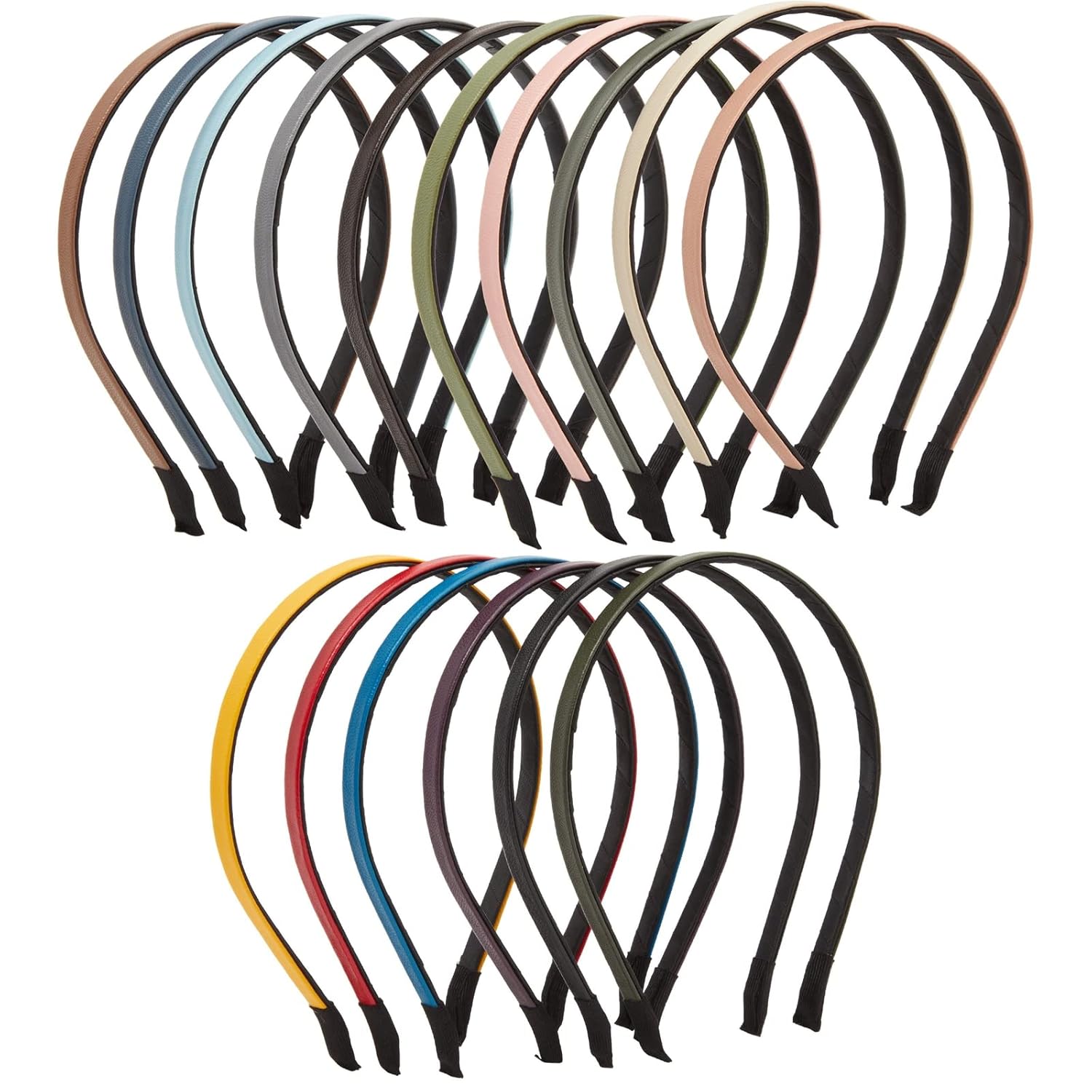 16 Pack Thin Faux Leather Headbands for Teens and Youth, Hair Accessories in Assorted Colors : Beauty & Personal Care