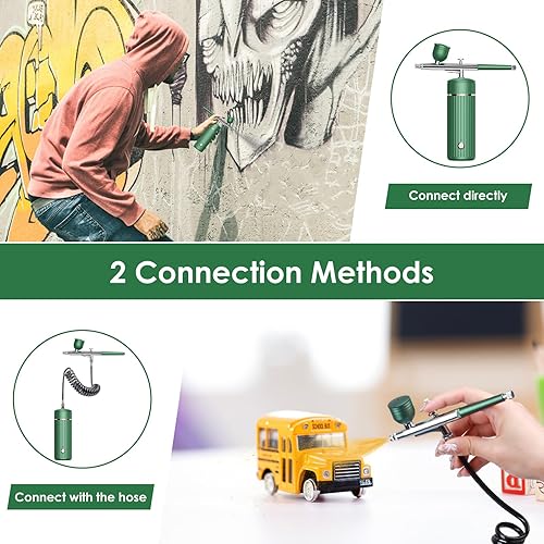 Miniatura 4 de Airbrush-Kit Compresor de aerógrafo inalámbrico recargable con kit de pinturas de 24 colores para peluquería, arte de uñas, maquillaje, pintura de