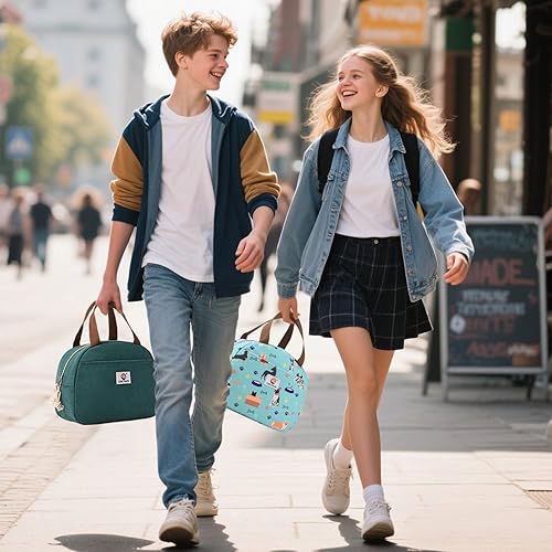 Miniatura 2 de Lonchera para niños y niñas, niños y mujeres, bonita lonchera térmica portátil, pequeña, aislada, reutilizable, bolsa de almuerzo de pana para el