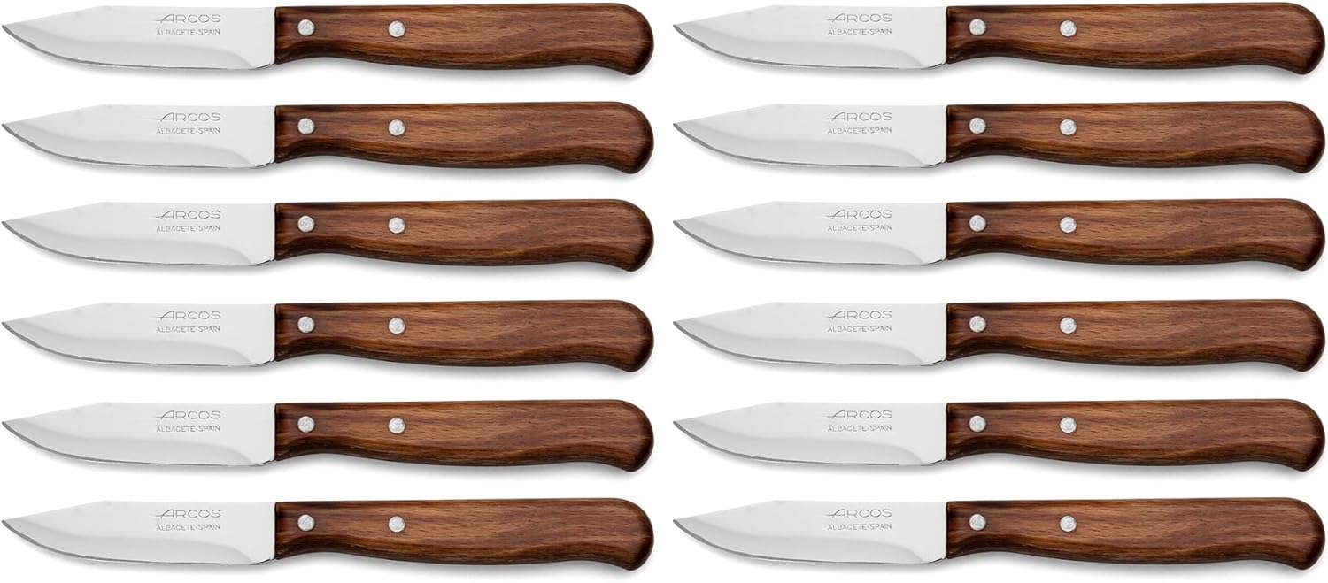 Arcos 100100-DUN14 Series Latina-Box Paring Knife-Blade Nitrum Stainless Steel 65 mm (2.55 Inch) -Handle Pack-Wood Brown Colour (12 Piece), ands Plastic