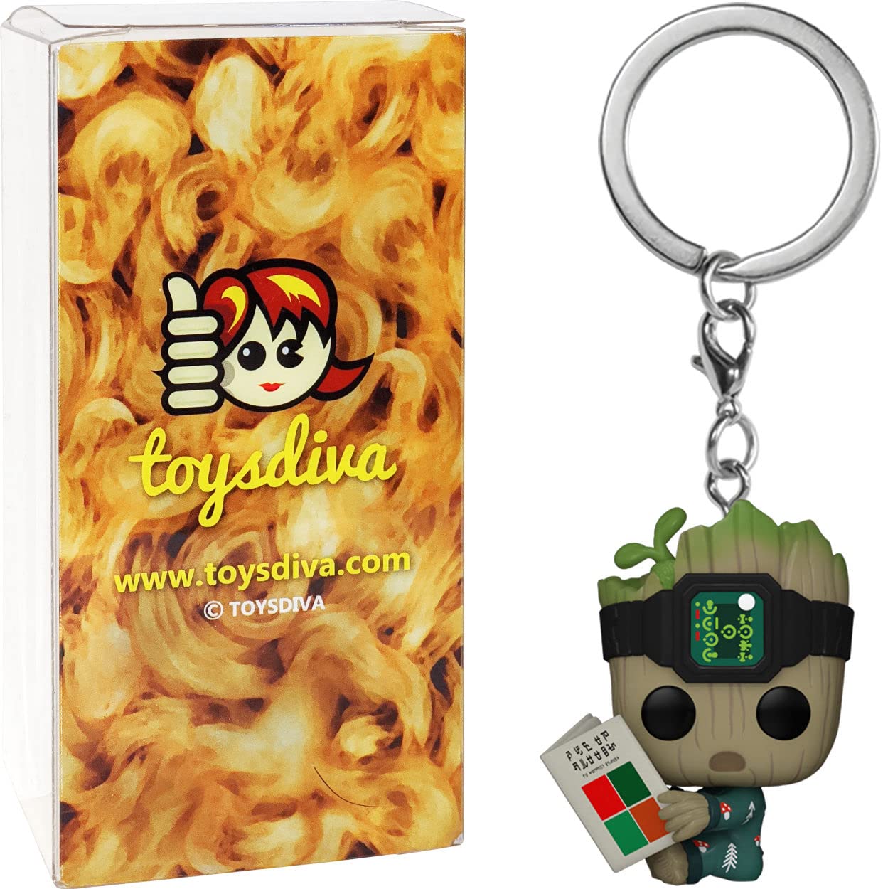 G r o o t in Onesie: Pocket P o p ! Mini-Figural K e y c h a i n Bundle with 1 Compatible 'ToysDiva' Graphic Protector (70647 - B)