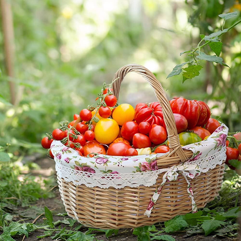 Piccolo Cestino Da Picnic In Vimini Con Manico | Cesto Portaoggetti In Rattan Per Matrimoni, Pasqua E Regali