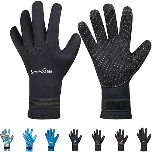 Vista 12 de OMGear Guantes de neopreno de buceo, guantes de neopreno de 0.118 pulgadas (0.118 in) térmicos flexibles con correa ajustable para la cintura