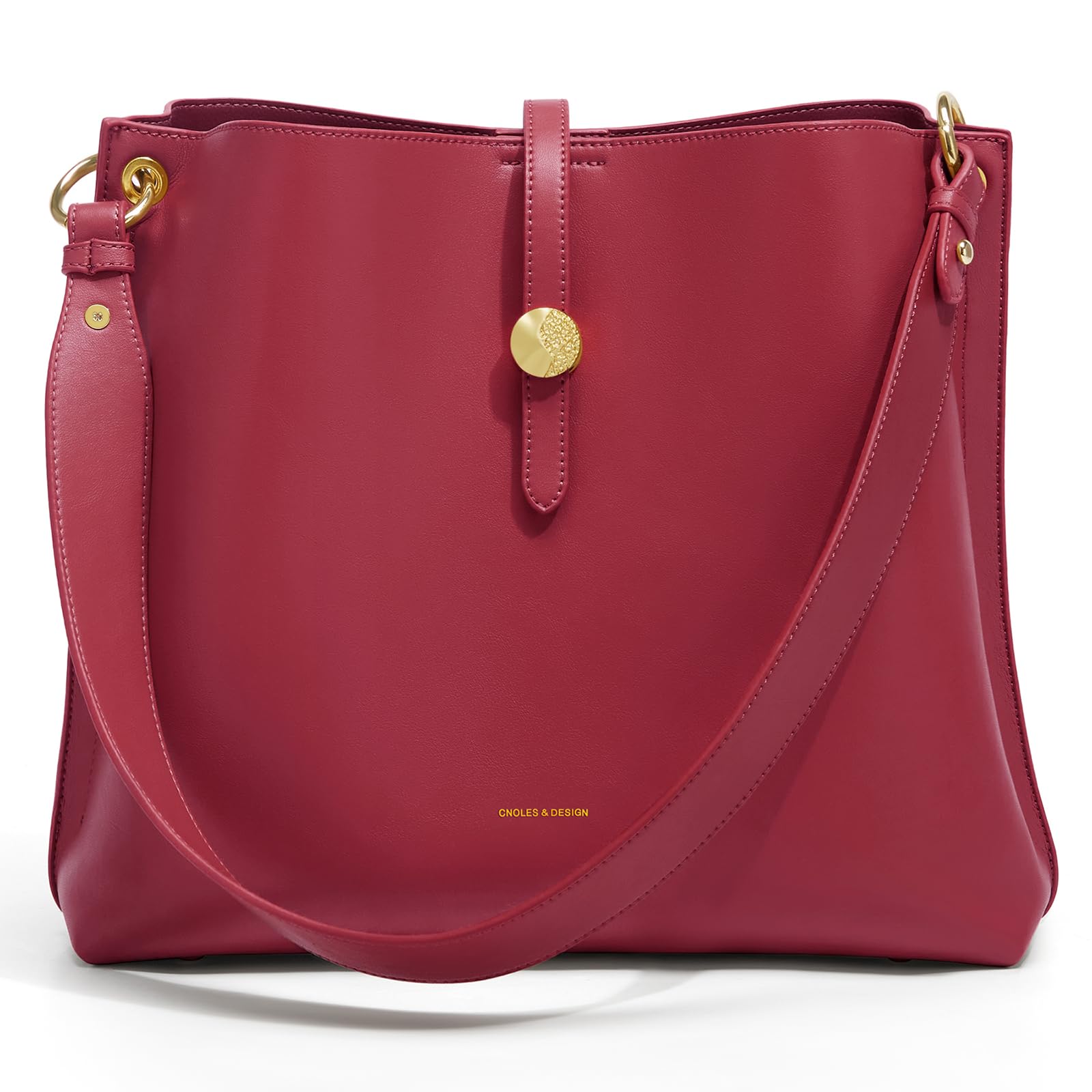 Cnoles Damen-Schultertasche aus edlem Rindleder - Großvolumiger Shopper mit Crossbody-Umhängung im trendy Eimertaschen-Design