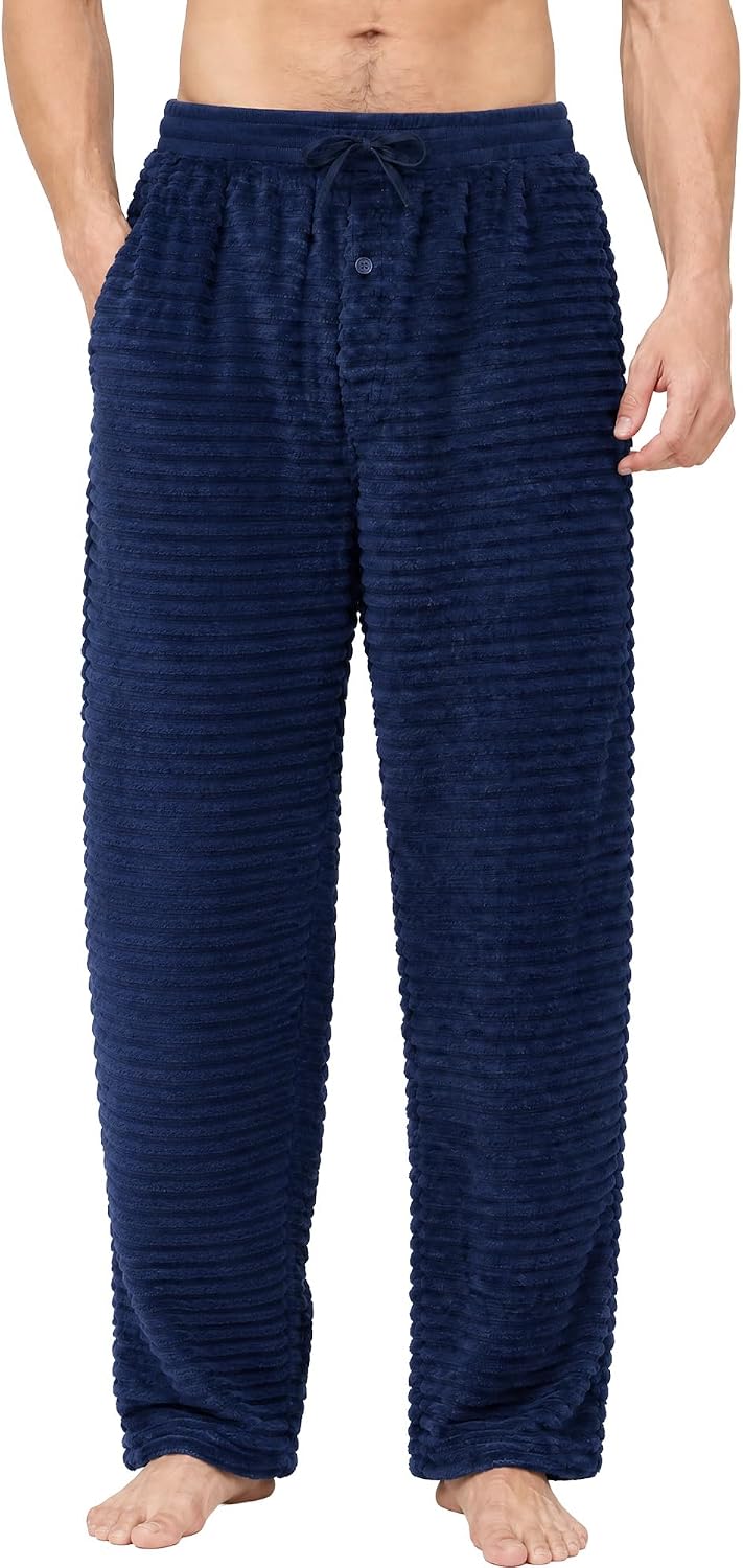 U2SKIIN Mens Fuzzy Plush Pajama Pants, Soft Fleece Fluffy Pj Bottoms Warm Cozy Sleep Lounge Pant for Men with Pockets