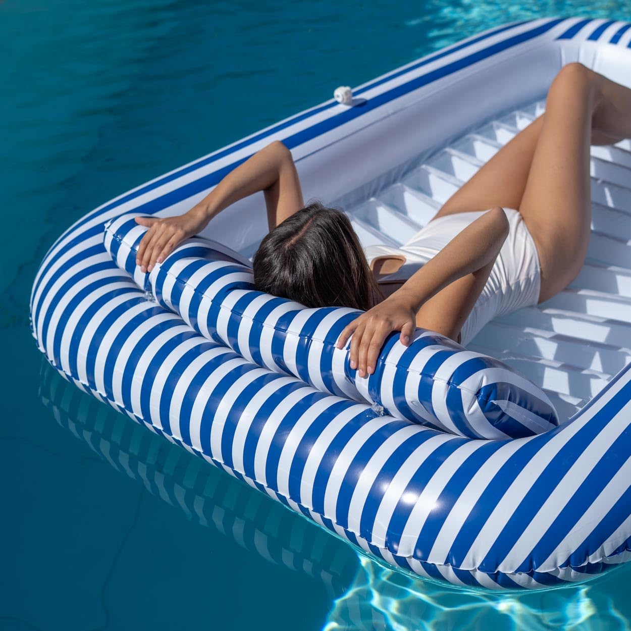Flamingueo Materac plażowy Tanning Pool z Aspersore - duży rozmiar PCW, zdejmowana poduszka
