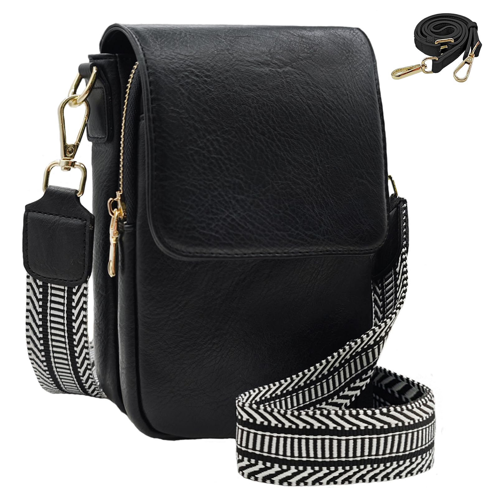 Compact Leather Crossbody Phone Bag for Women Adjustable Strap Built-in Card Pockets