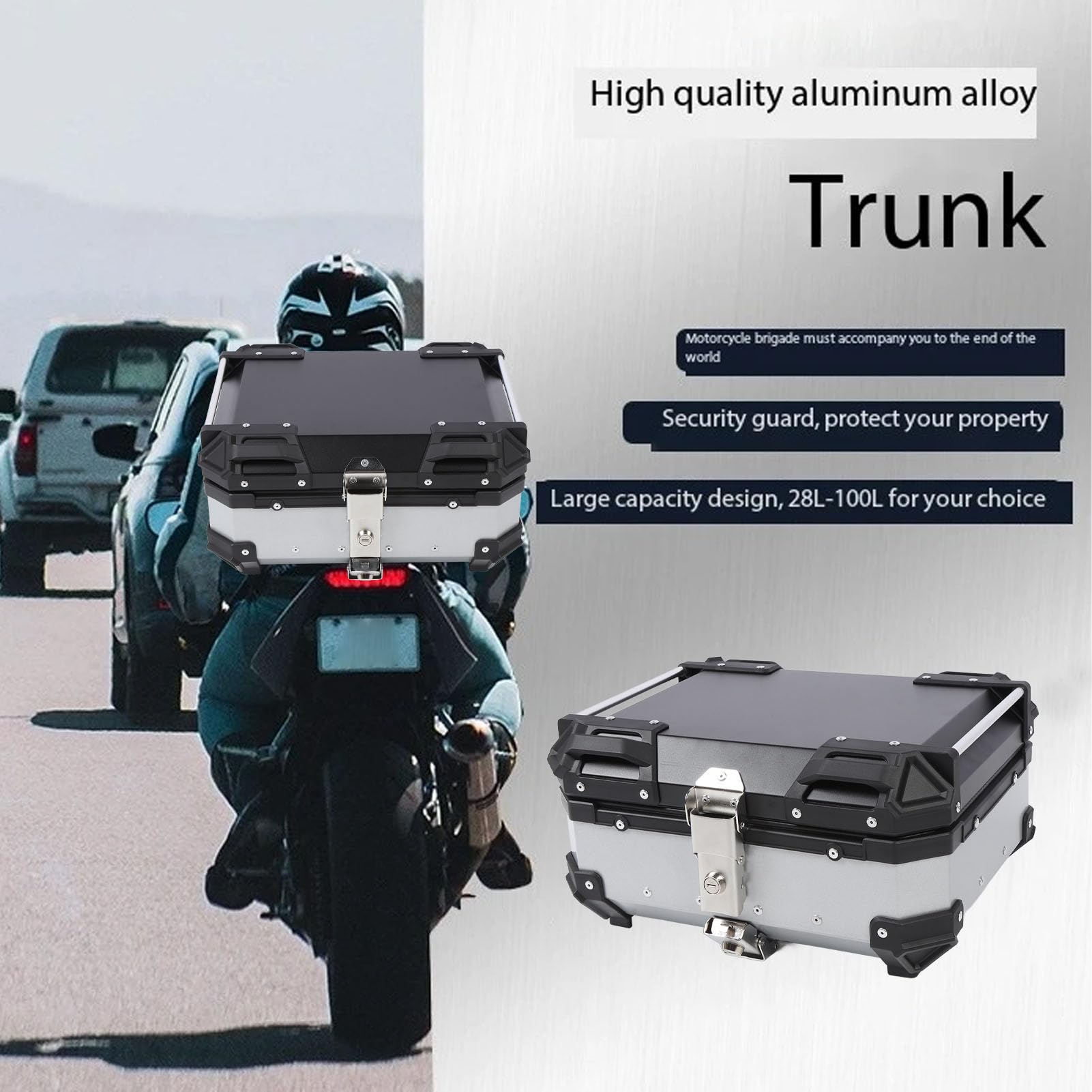 VBESTLIFE 25L Pojemnik Motocyklowy Aluminium Stop Szybkie Mocowanie